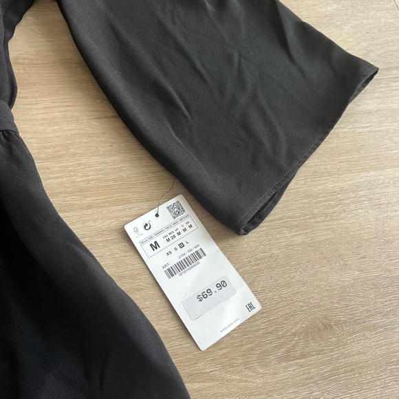 NWT Zara Elegant Black Romper Flared Sleeves SZ M - Picture 5 of 10